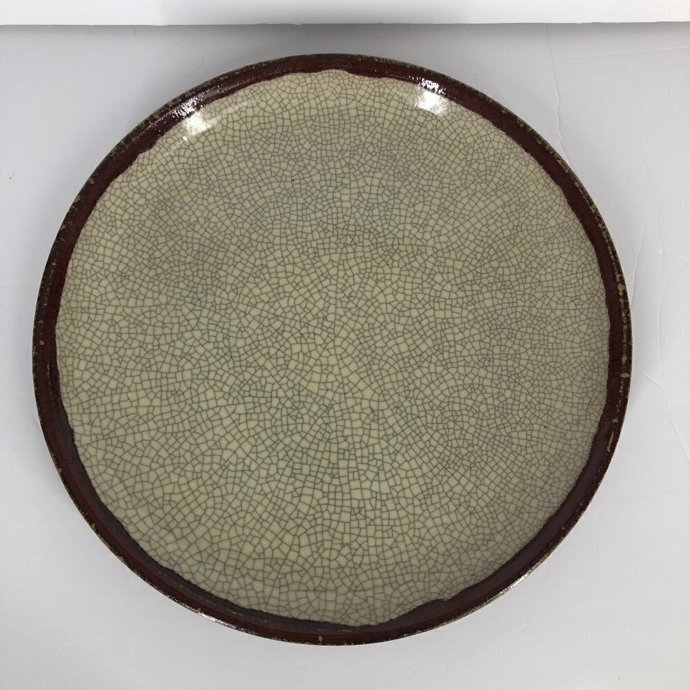 Pier 1 Crackle Collection Vintage 1990s Pottery Large Brick‎ Red Beige Plate